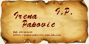 Irena Papović vizit kartica